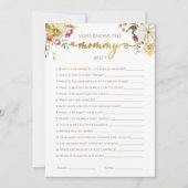 Wie kent de mama beste Herfst Baby shower spel Kaart (Voorkant)