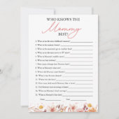 Wie kent de mama beste Herfst Baby shower spel Kaart (Voorkant)