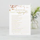 Wie kent de mama beste Herfst Baby shower spel Kaart (Staand voorkant)