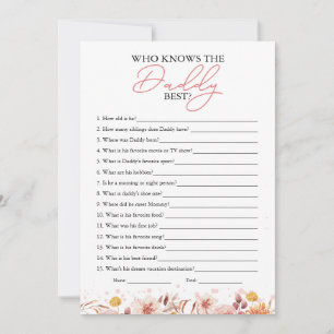Wie kent de papa het best Baby Shower Spel Kaart