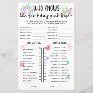 Wie kent de verjaardag meisje beste spel - Rainbow