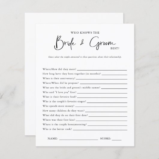 Wie kent hen het beste | VRIJGEZELLENFEEST (Voorkant / Achterkant)