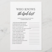 Wie kent het beste vrijgezellenfeest spel flyer (Voorkant)