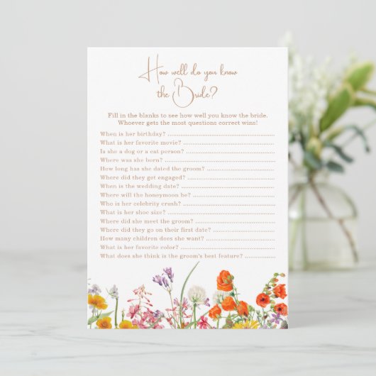 Wie kent het bruid Vrijgezellenfeest Boho Wildflow Kaart (Staand voorkant)