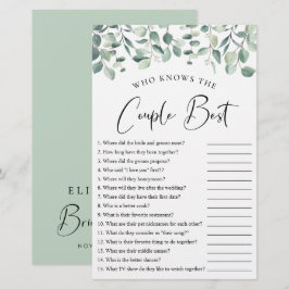 Wie kent het Couple Best Greenery Shower Game