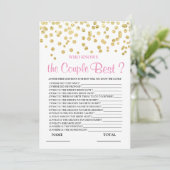 Wie kent het Couple Best Vrijgezellenfeest Game Kaart (Staand voorkant)