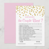 Wie kent het Couple Best Vrijgezellenfeest Game Kaart (Voorkant / Achterkant)