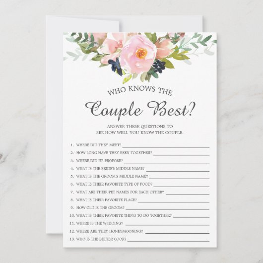 Wie kent het koppel het beste Bruiloftsspel Kaart (Voorkant)