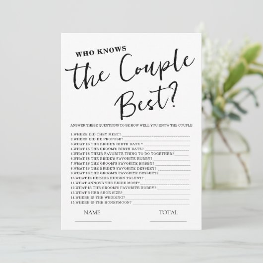 Wie kent het paar beste eenvoudige bruids spel Kaa Kaart (Staand voorkant)