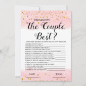 Wie kent het Paars beste Pink Bridal Game Kaart (Voorkant)