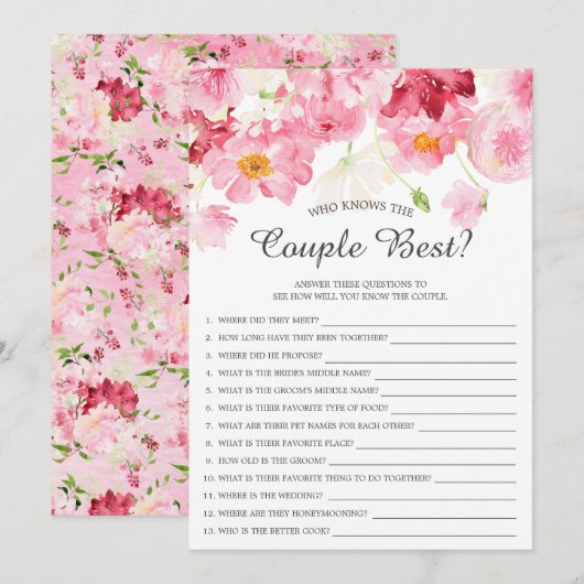 Wie kent het Paars Beste Vrijgezellenfeest Game Kaart (Voorkant / Achterkant)