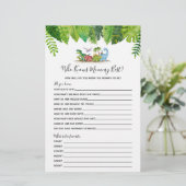 Wie kent mama Best Dinosaur Baby shower Game (Staand voorkant)