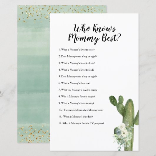 Wie kent mama Best Game Cactus Floral (Voorkant / Achterkant)