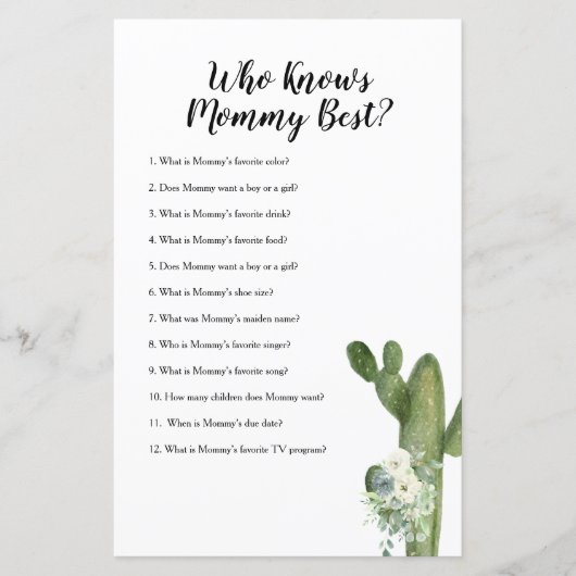 Wie kent mama Best Game Cactus Floral (Voorkant)
