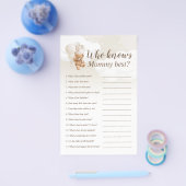 Wie kent mama Best Teddy Bear Baby shower Game Flyer (Enkel)