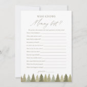 Wie kent mama Best Woodland Baby shower Game Kaart (Voorkant)