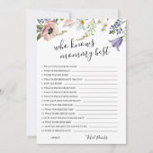 Wie kent mama beste Baby shower spel Kaart (Voorkant)