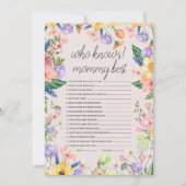 Wie kent mama beste Baby shower spel Kaart (Voorkant)