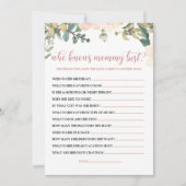 Wie kent mama beste Baby shower spel Kaart (Voorkant)