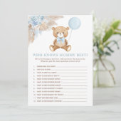Wie kent mama beste Baby shower spel Kaart (Staand voorkant)