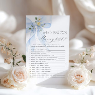 Wie kent mama beste Blue Bow baby shower spel