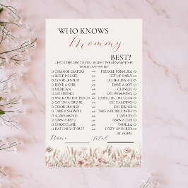 Wie kent Mama Beste Boho Bloemen Spel Flyer