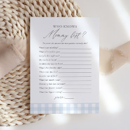 Wie kent mama beste gingham boy Baby shower spel Kaart