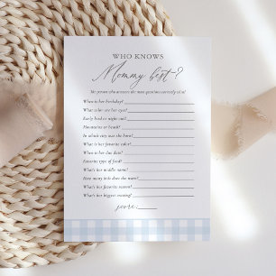 Wie kent mama beste gingham boy Baby shower spel Kaart