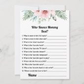 Wie kent mama beste roze Baby shower spel Kaart (Voorkant)