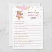 Wie kent mama beste spel Baby shower partij Kaart (Voorkant)