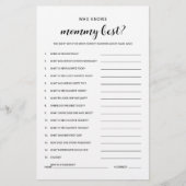 Wie kent mama budgetvriendelijk Baby shower spel Flyer