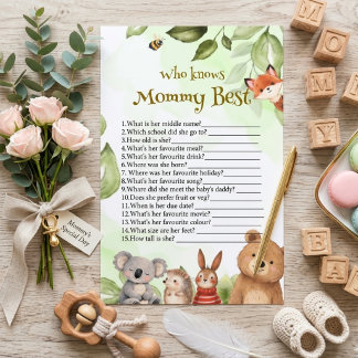 Wie kent mama het best spel Bos baby shower