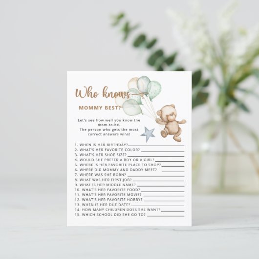 Wie kent mama het beste baby shower spel. (Staand voorkant)