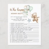 Wie kent mama het beste baby shower spel. (Voorkant)