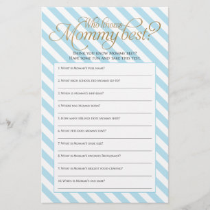 Wie kent mama het beste baby shower spel flyer
