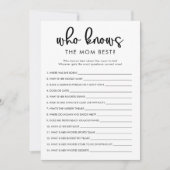 Wie kent mama het beste baby shower spel kaart (Voorkant)