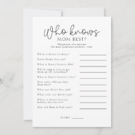 Wie kent mama het beste Baby shower spel Kaart