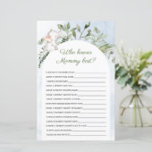 Wie kent mama het beste blauwe Baby shower spel (Staand voorkant)