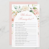 Wie kent mama het beste Blush Baby Shower Spel (Voorkant / Achterkant)