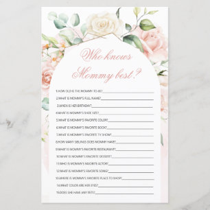 Wie kent mama het beste Blush Baby Shower Spel