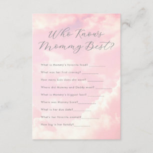 Wie kent mama het beste Cloud Nine Pink Baby showe Informatiekaartje