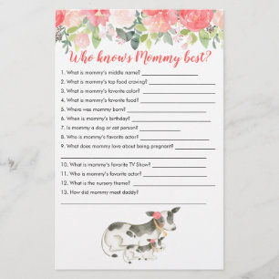 Wie kent mama het beste koe boerderij baby shower