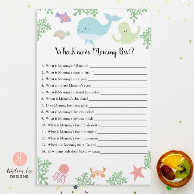 Wie kent mama het beste onder Zee Baby shower Game (Creator heeft geüpload)