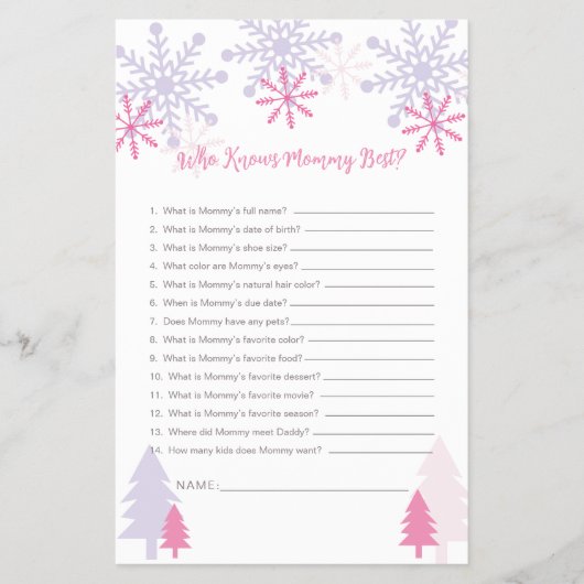 Wie kent mama het beste Sneeuwvlokje Baby Shower S Flyer (Voorkant)