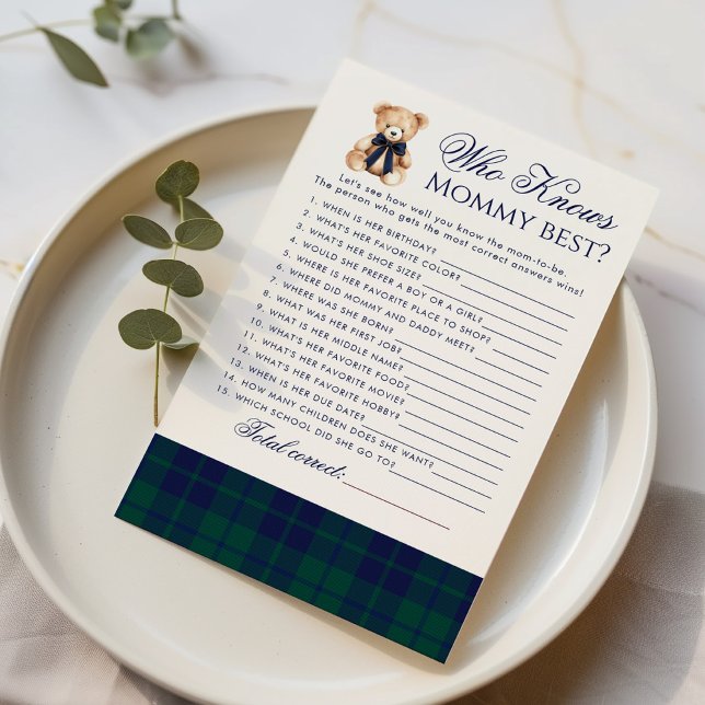 Wie kent mama het beste Teddy Bear Navy Plaid spel (Creator heeft geüpload)