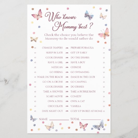 Wie kent mama het beste Waterverf vlinderdouche Flyer (Voorkant)