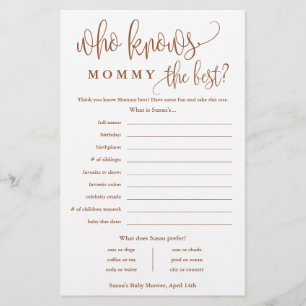 Wie kent mama, Terra Baby Shower-papieren spelkaar Flyer