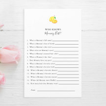 Wie kent mamma Best Lemon Baby shower Game