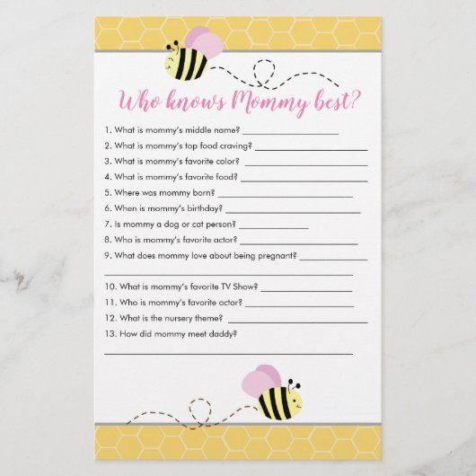 Wie kent mammie Baby shower (Voorkant)