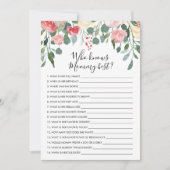 Wie kent mammie Best? Baby shower Game Kaart (Voorkant)